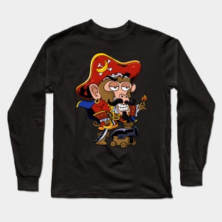 Swinging Buccaneer: Monkey Pirate Design Long Sleeve T-Shirt